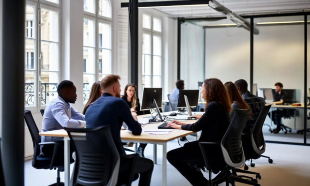 Webyn team in Paris office with Sharpstone Capital investors