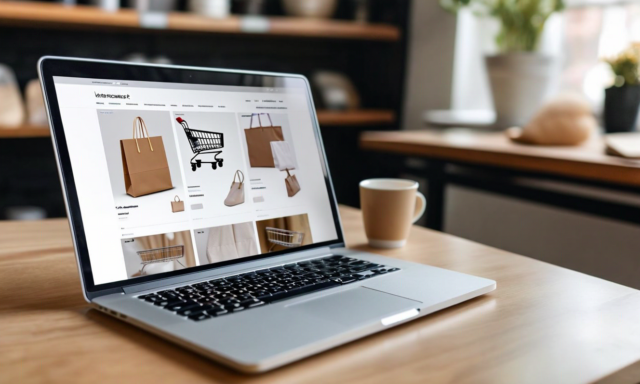 Shopify store product page on laptop